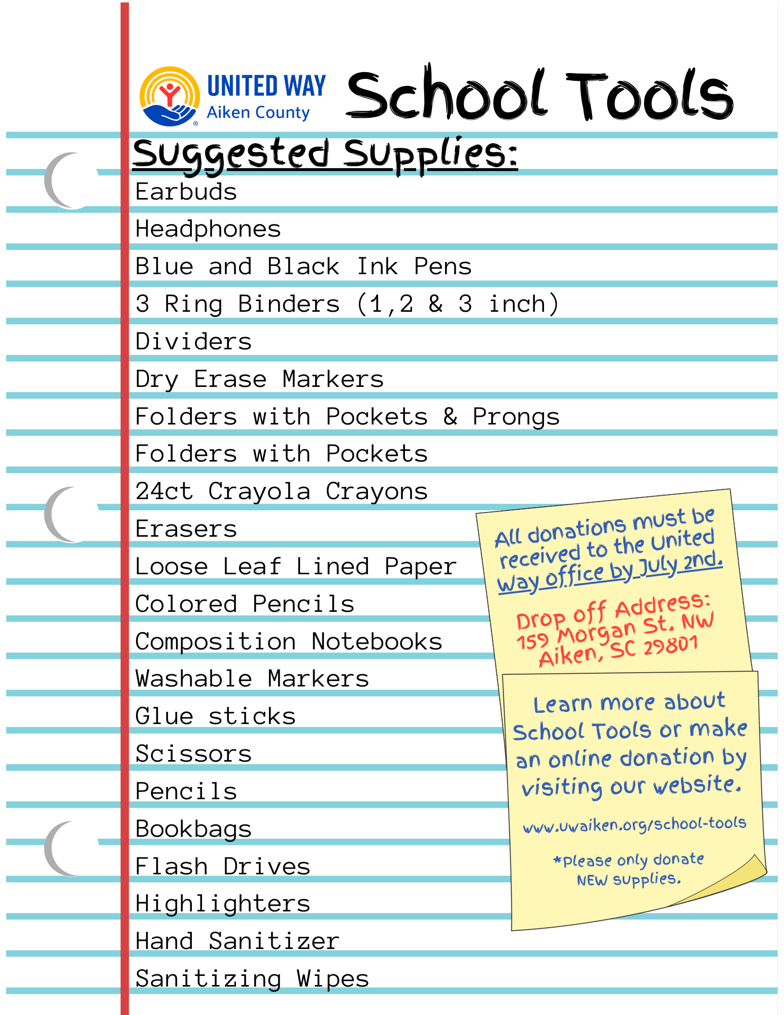 School Tools Suggested Supplies